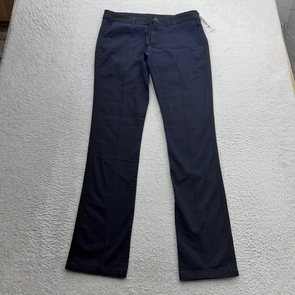 Rufskin‎ Mens Navy Blue Black Tuxedo Stripe Slim Stretch Denim Pants Size 34 NEW